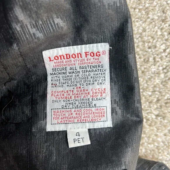 Vintage London Fog Coat Womens 4 Petite Gray Check Long Trench Lined Raincoat - Picture 5 of 10